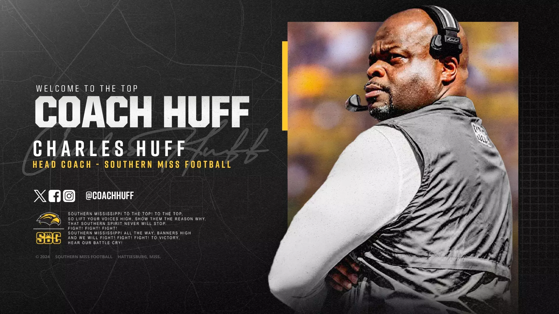 Southern Miss Names Charles Huff 23rd Head Football Coach